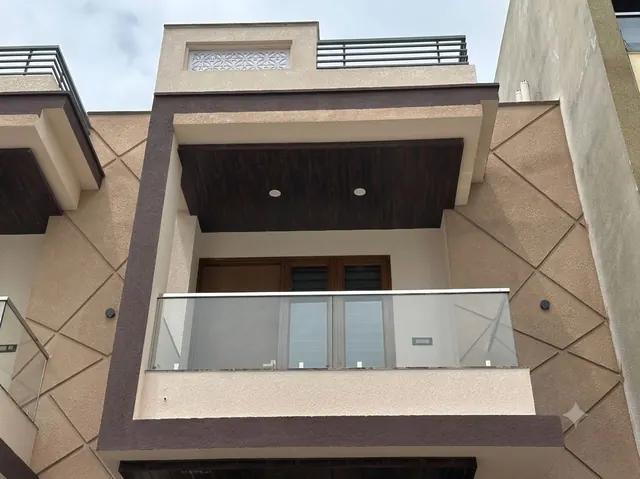 Balcony with toughened glass railing